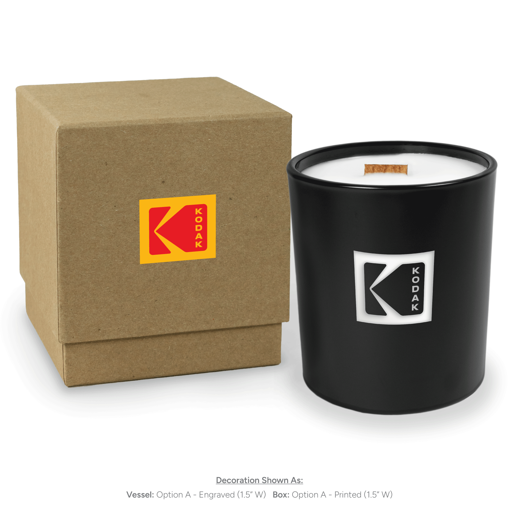 Black luxury candle with elegant gift box and custom engraving, 14 oz size, premium presentation