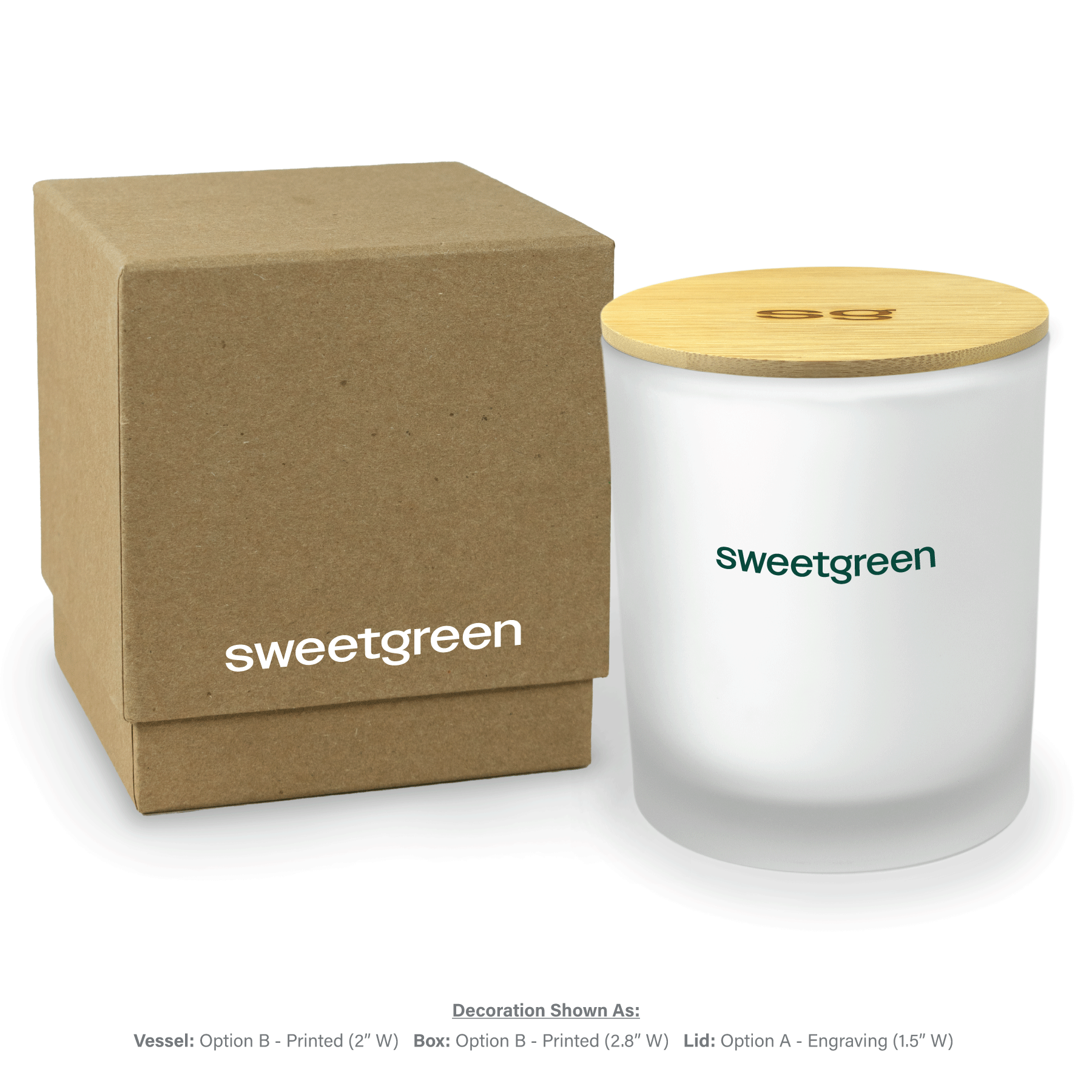 14 oz frosted glass candle displaying elegant frosted finish and kraft gift box