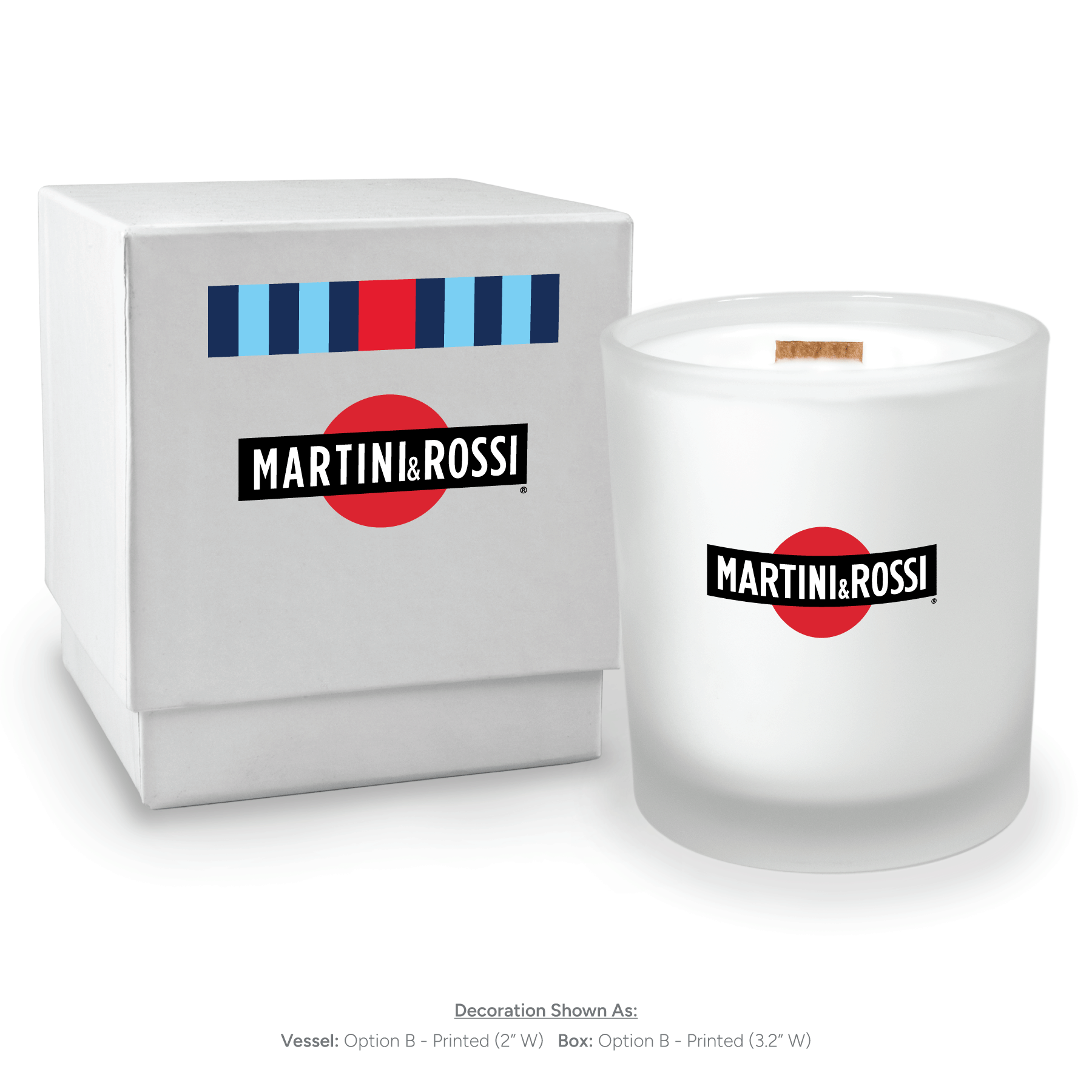 14 oz frosted glass luxury candle with elegant gift box both with matching 4color imprint