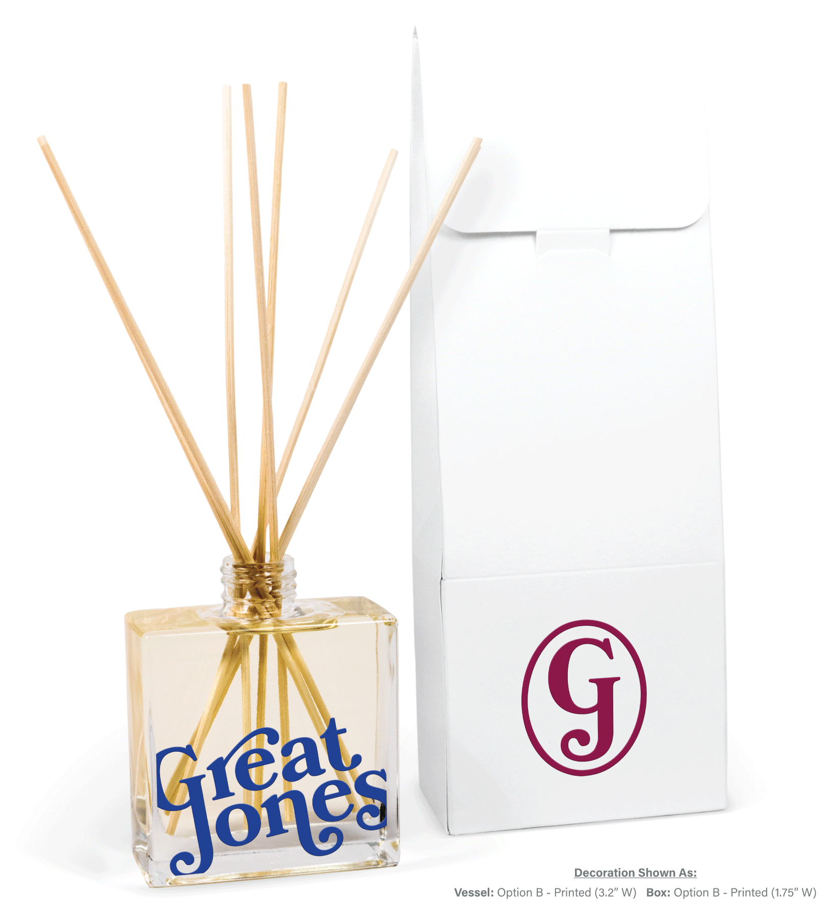 8 oz clear reed diffuser with custom printed logo and natural wooden reed sticks for home fragrance
