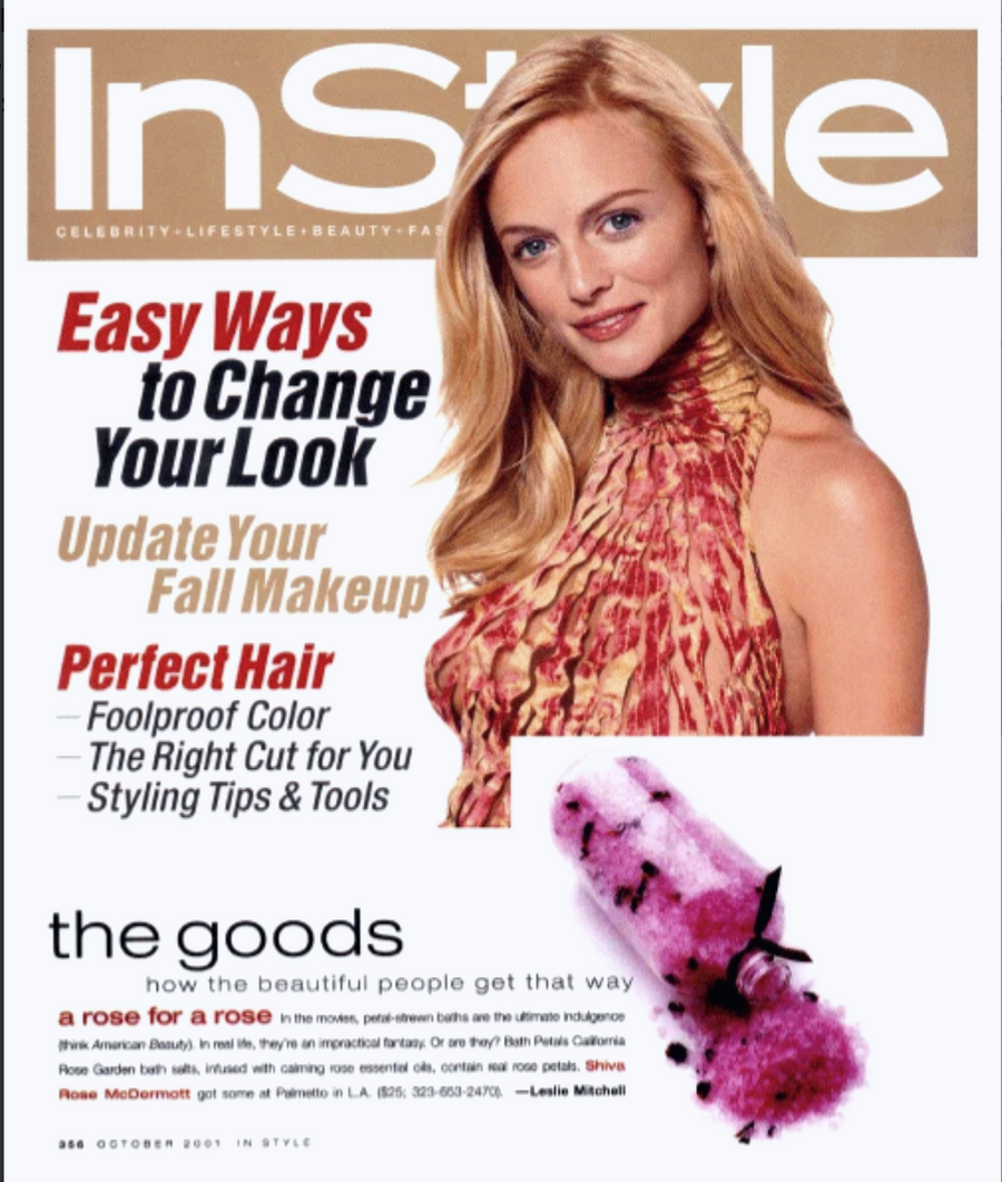 Bath Petals California Rose Garden Bath Salts featured in InStyle, ‘A Rose for a Rose,’ October 2001