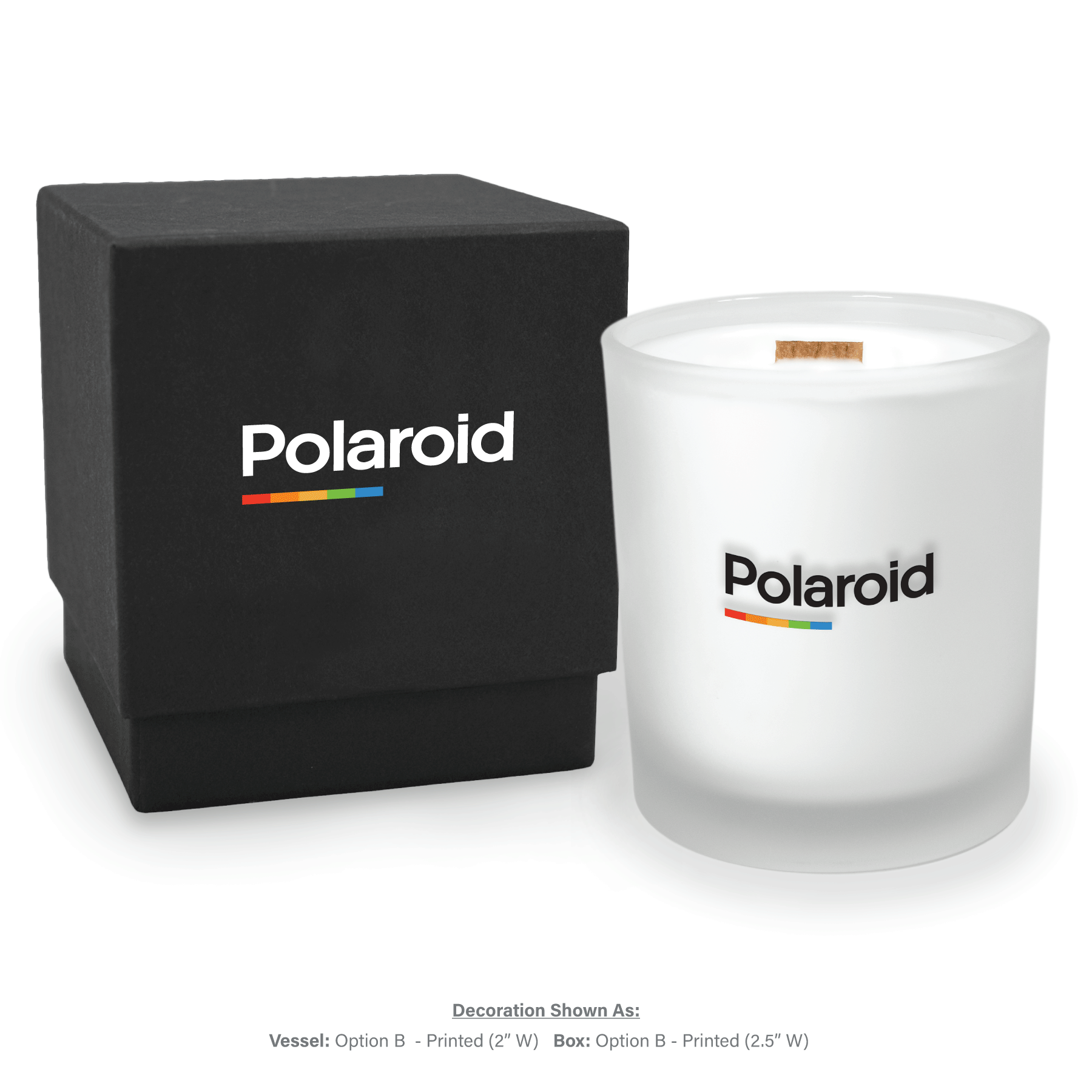 14 oz frosted glass luxury candle with elegant gift box and custom logo printing area highlighted
