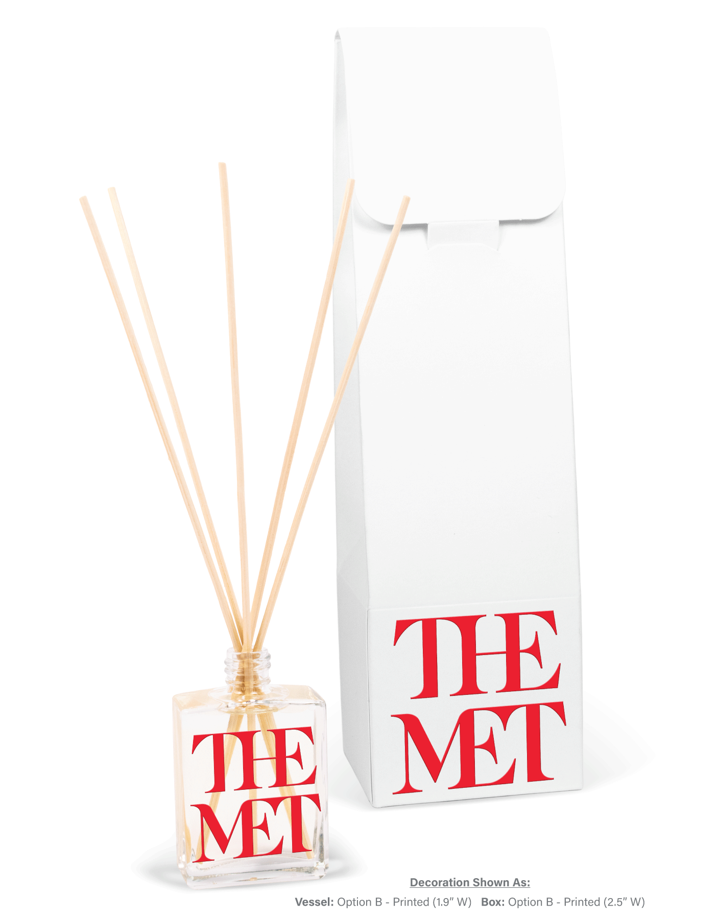 2 oz mini reed diffuser in clear glass bottle with white gift box packaging